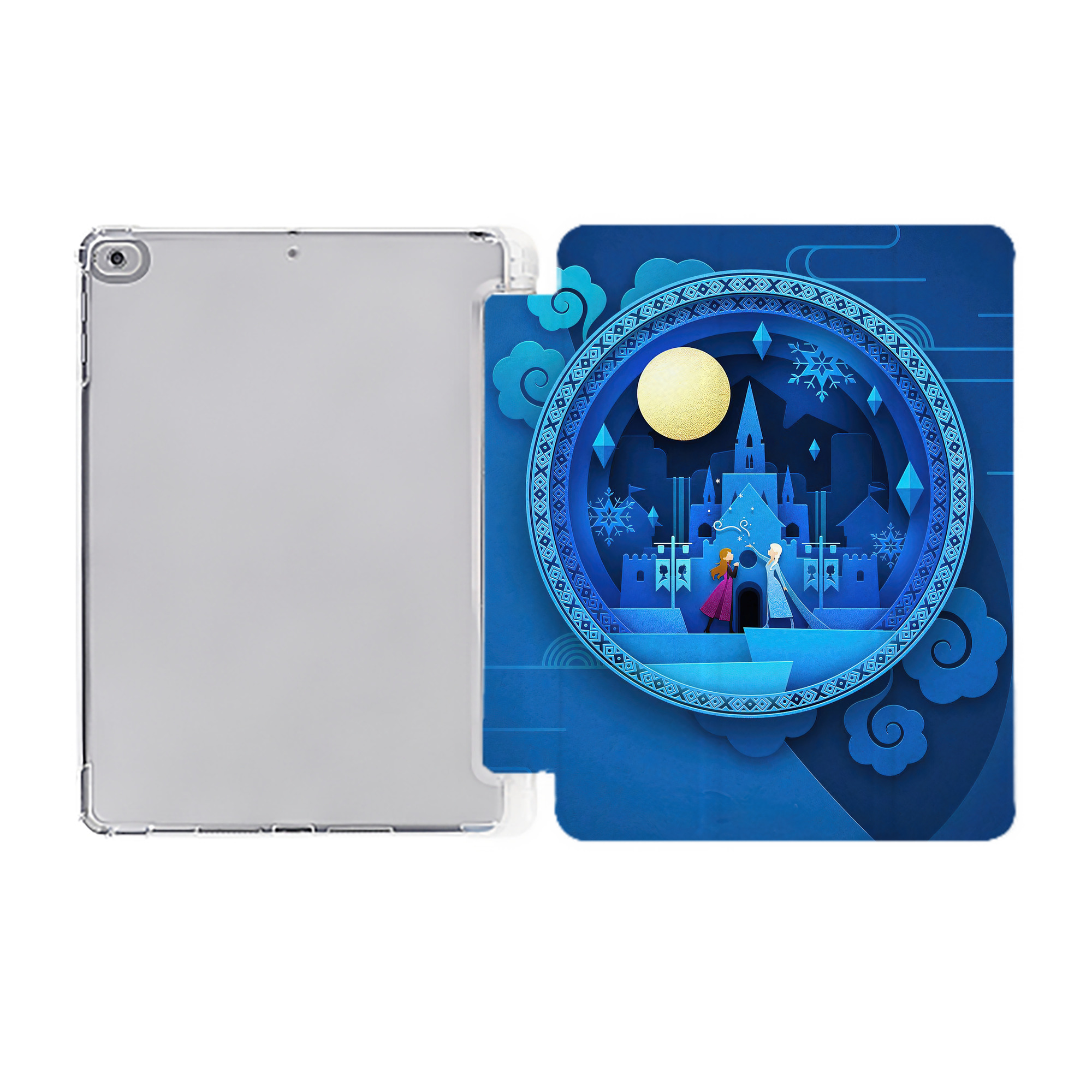（画像用） アナと雪の女王 アンナ エルサ Frozen Anna Elsa IPad ケース ペン収納付き 三つ折りスタンド PUレザー×シリコン 対応機種9.5/10.5/10.9インチ